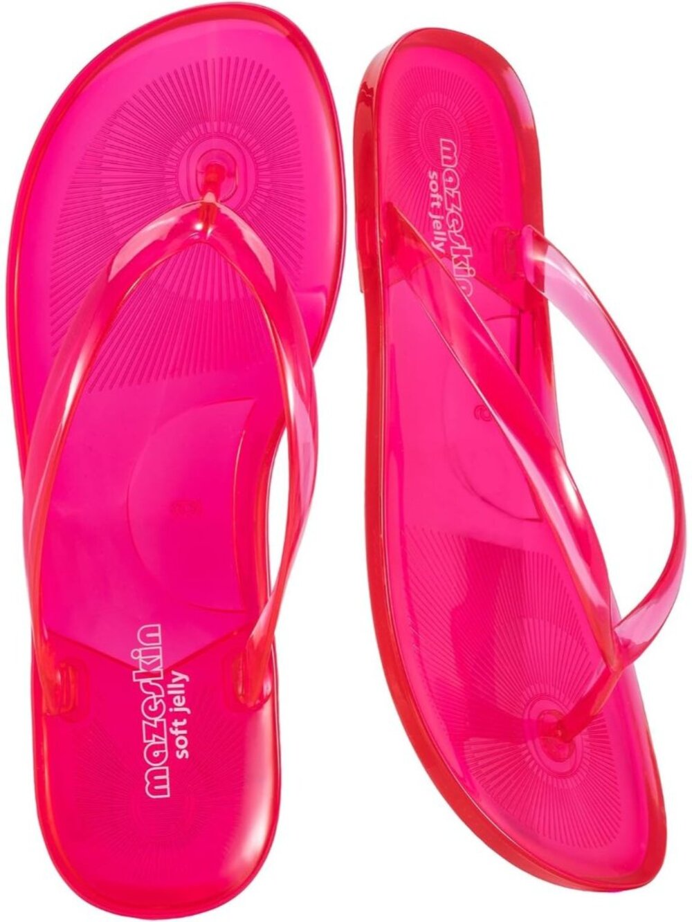 Women's Red Non Slip Splash Flexible Transparent Jelly Thong Flip Flop Sandal